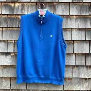 Brooks Brothers Royal Blue Sleeveless Quarter-Zip Sweater Vest